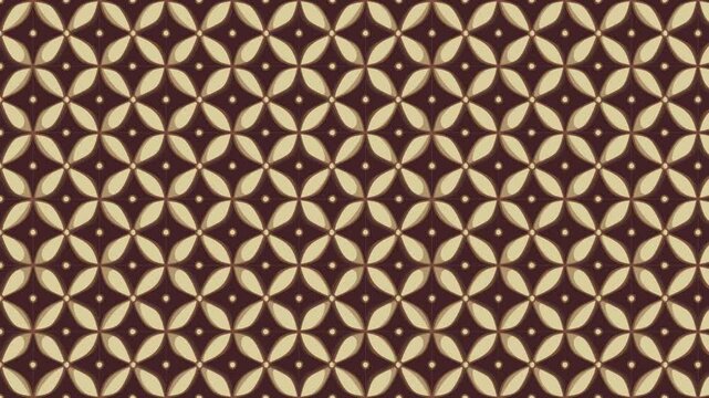 Detail moving Classic Kawung Batik Pattern, Kawung batik is a typical batik that has a geometric motif in rows.