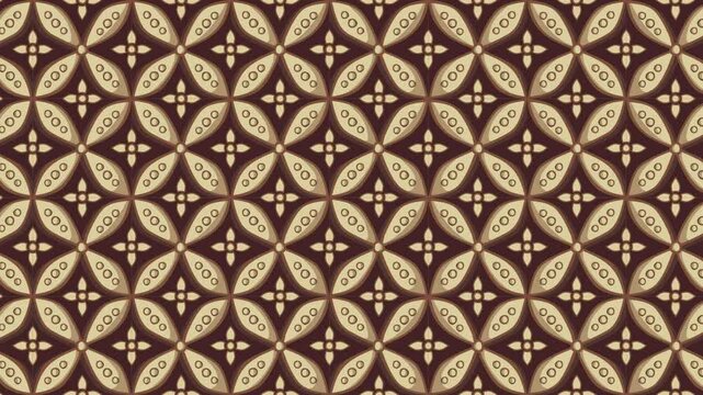 Detail moving Classic Kawung Batik Pattern, Kawung batik is a typical batik that has a geometric motif in rows.