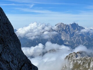 Picturesque and beautiful clouds over the Julian Alps, Strmec na Predelu (Triglav National Park,...