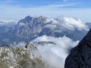 Picturesque and beautiful clouds over the Julian Alps, Strmec na Predelu (Triglav National Park,...