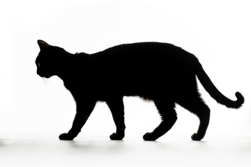 Obraz premium Gracefully walking cat silhouette in mesmerizing moonlight