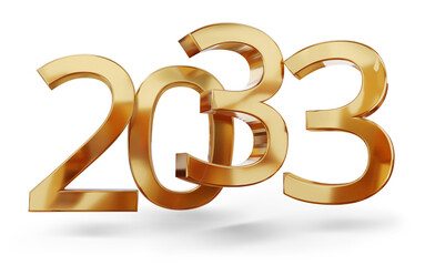 year 2033 golden symbol, 3d-illustration