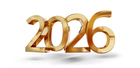 year 2026 golden symbol, 3d-illustration