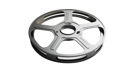 Obraz premium Silver film reel on white transparent background