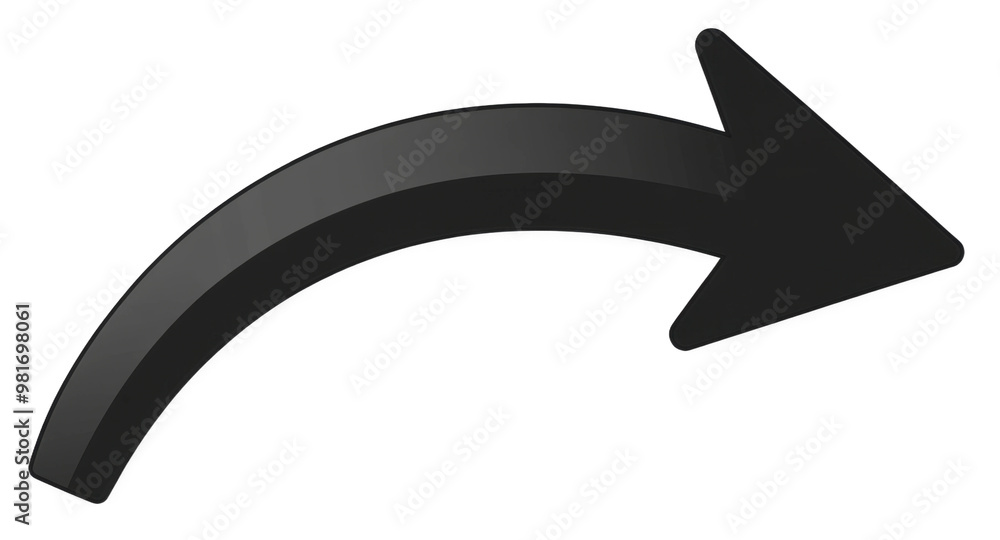 Poster curved arrow pointing right isolated on transparent background