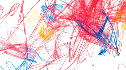 drawn colorful scribble on a white transparent background