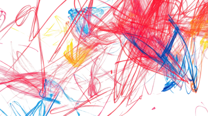 drawn colorful scribble on a white transparent background