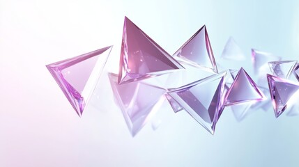 Transparent triangles and polygons. Geometric shapes in glass morphist style generative ai