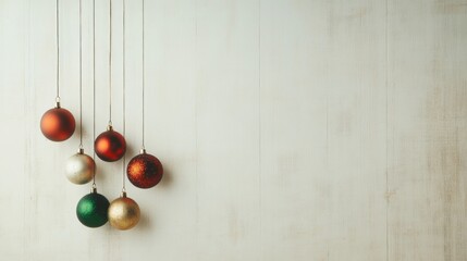 Christmas and New Year background. Christmas balls on a wooden background.