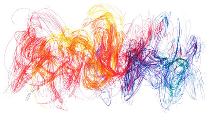 drawn colorful scribble on a white transparent background