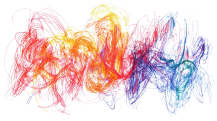 drawn colorful scribble on a white transparent background