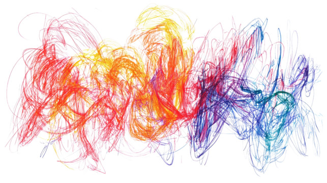 drawn colorful scribble on a white transparent background