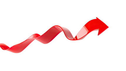 curved graph arrow on white transparent background