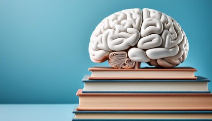 human brain with book