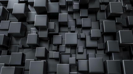 Abstract black cube background. 3D rendered geometric pattern.