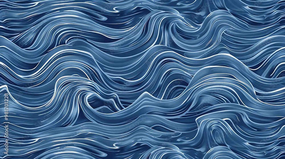 Sticker Abstract blue and white wave pattern background.