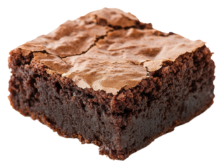 Homemade chocolate brownie isolated on transparent background