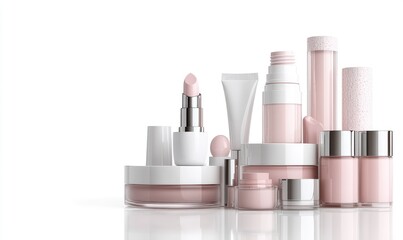 Elegant Professional Cosmetics Motif – High-Quality Beauty Composition on White Background