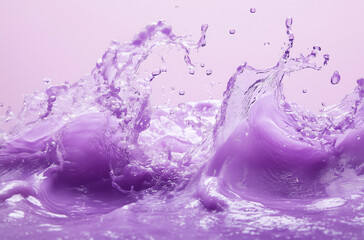 Bold Lavender Waves Splashing Over a Pale Purple Canvas in a Fluid Art Display