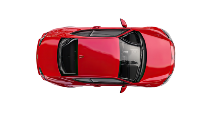 Car top view on white transparent background