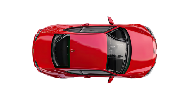 Car top view on white transparent background