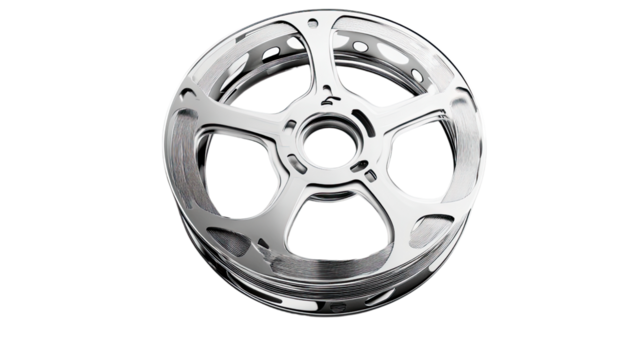 Silver film reel on white transparent background