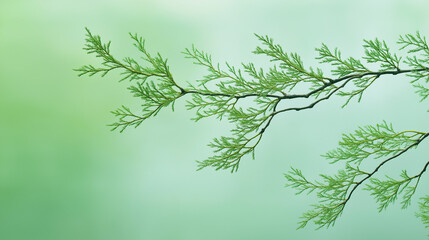 Obraz premium cypress with cypress branches and cones against an isolated soft green background