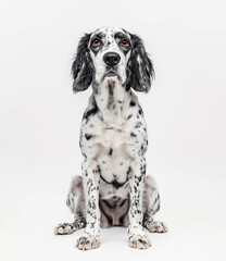 Adorable English Setter Dog Portrait: Award-Winning Photography with Soft Lighting and High Resolution 