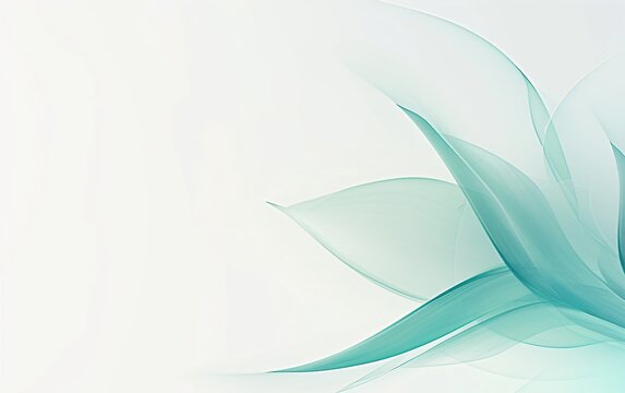 Abstract teal blue lotus flower pattern. Pastel green background design. Yoga, meditation and spa. Wellness and harmony concept for banner, backdrop, poster, print with copy space