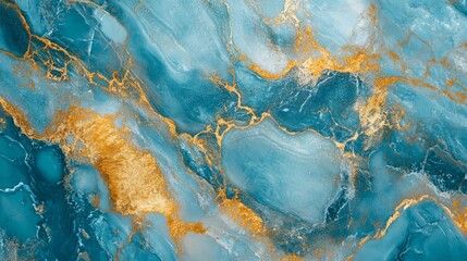 Turquoise and gold marble texture, vibrant and luxurious marble generative ai