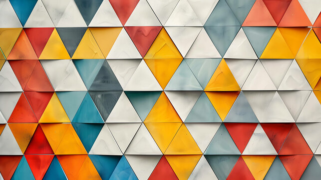 A colorful triangular pattern on a wall.