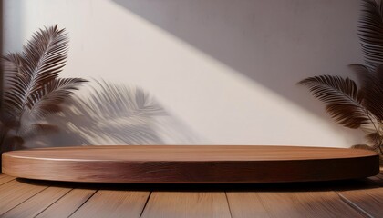 display product placement wood and white 3d render