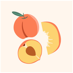 Whole peach fruit with background cream