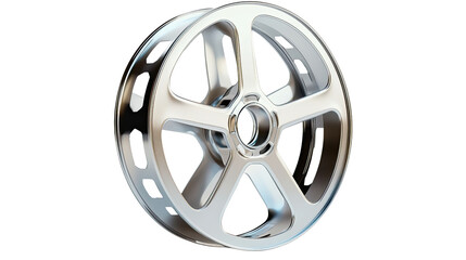 Obraz premium Silver film reel on white transparent background