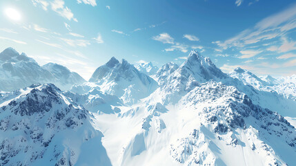 Obraz premium Stunning view of snow-capped mountains against a clear blue sky.