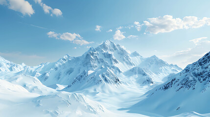 Fototapeta premium Snow-capped mountains under a bright blue sky.
