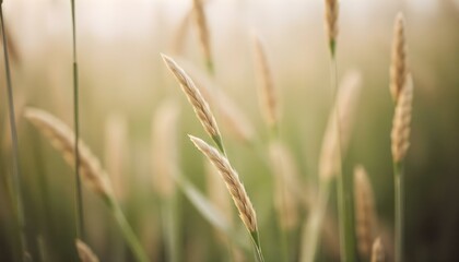 Blurred close-up of tall grass or reeds with a soft, hazy background
