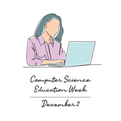 line art of Computer Science Education Week good for Computer Science Education Week celebrate. line art.