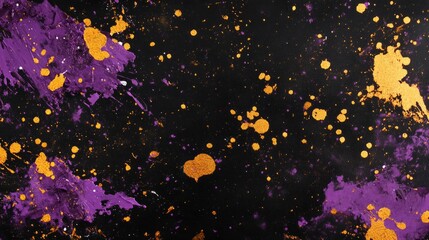 Violet and gold paint on black background generative ai