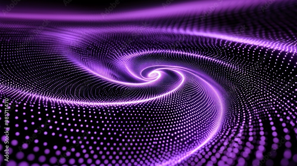 Poster glowing purple dots scatter elegantly across a dark canvas, forming a mesmerizing spiral. the varyin
