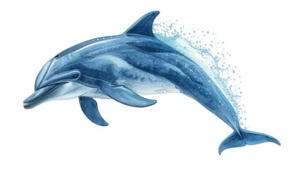 Obraz premium Majestic Leaping Dolphin Splashing in Tropical Ocean Waves This stunning image captures the grace and power of a dolphin jumping high out of the crystal clear blue waters