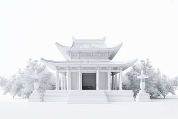 Serene depiction of ancient gods in a minimalist temple setting