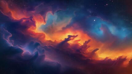 Fototapeta premium Ethereal Galaxy Scene with Vibrant Swirling Nebulae for Starry Night Backdrops