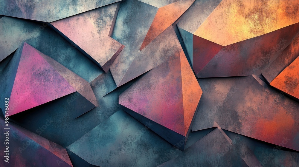 Aufkleber abstract geometric texture with sharp angles and layered colors for artistic designs