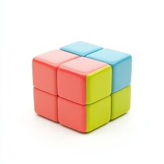 Obraz premium A cute, 3D, minimal toy block in bright colors, isolated on a white background, ideal for educational content and childhood activities