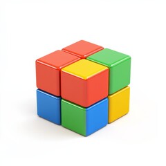A cute, 3D, minimal toy block in bright colors, isolated on a white background, ideal for educational content and childhood activities