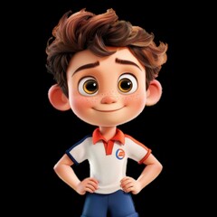 Joyful character in casual wear, standing tall