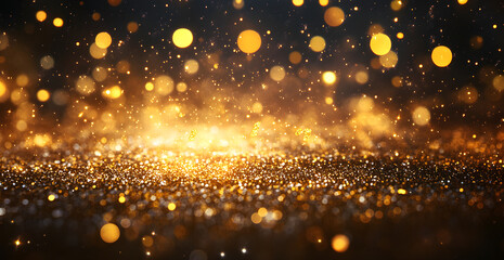 Fototapeta premium A bright gold background with many small gold dots
