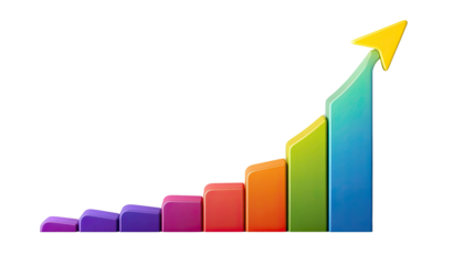 curved graph arrow on white transparent background