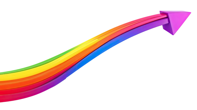 curved graph arrow on white transparent background - Powered by Adobe